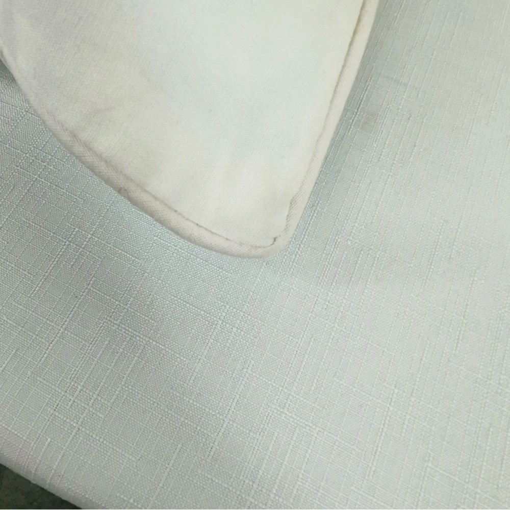 Pottery Barn Teen White Aqua Navy Blue Embroidered Throw Pillow 16x16”